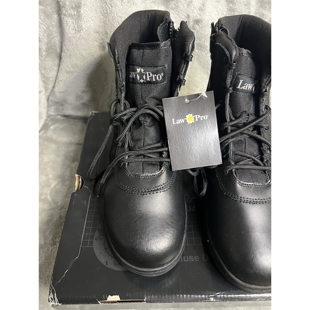 LawPro Men's 6" Tactical Duty Boots Side Zip Black NEW US 12 Wide - Picture 2 of 13